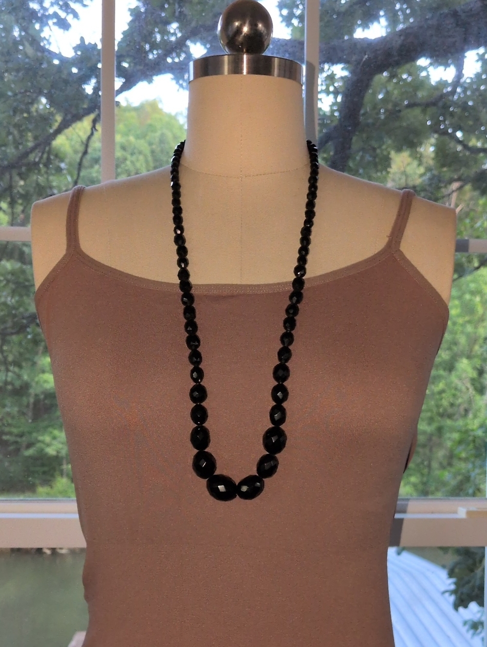 Black Faceted Bead Necklace - Women Jewelry